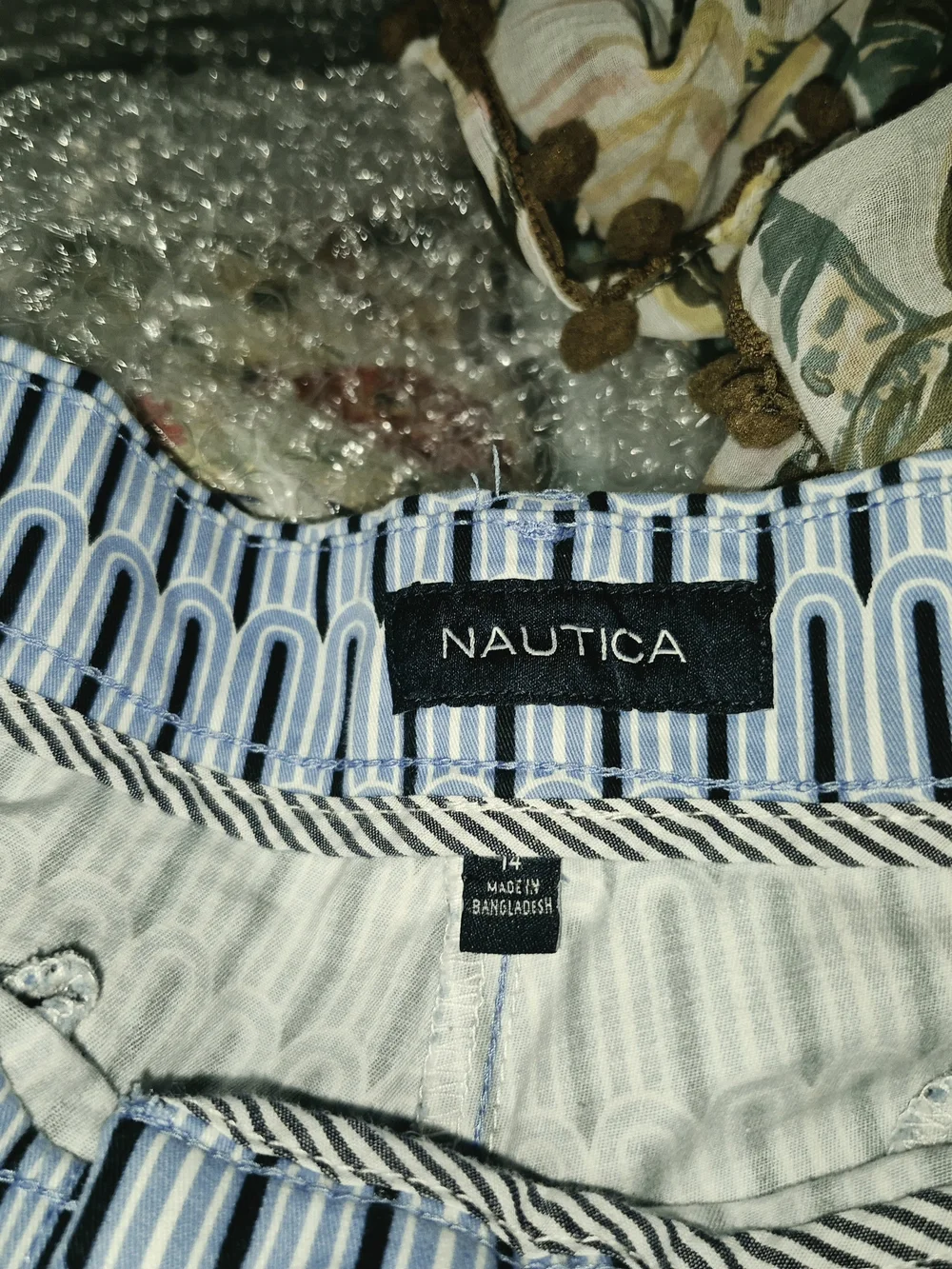 Nautica Navy & White Geometric Low Rise Waist Shorts